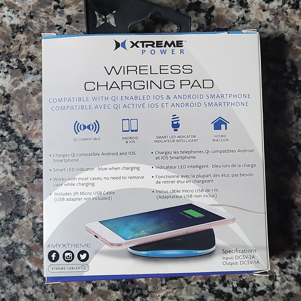 XTREME Power Wireless Charging Pad 5W, Q1 compatible new for IOS & Android box